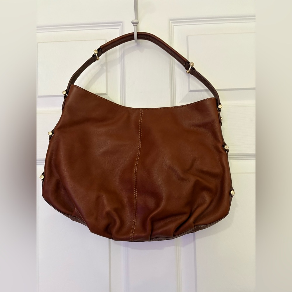 GUC Vintage Liz Claiborne 100% Leather Slouchy Brown Hobo Handbag